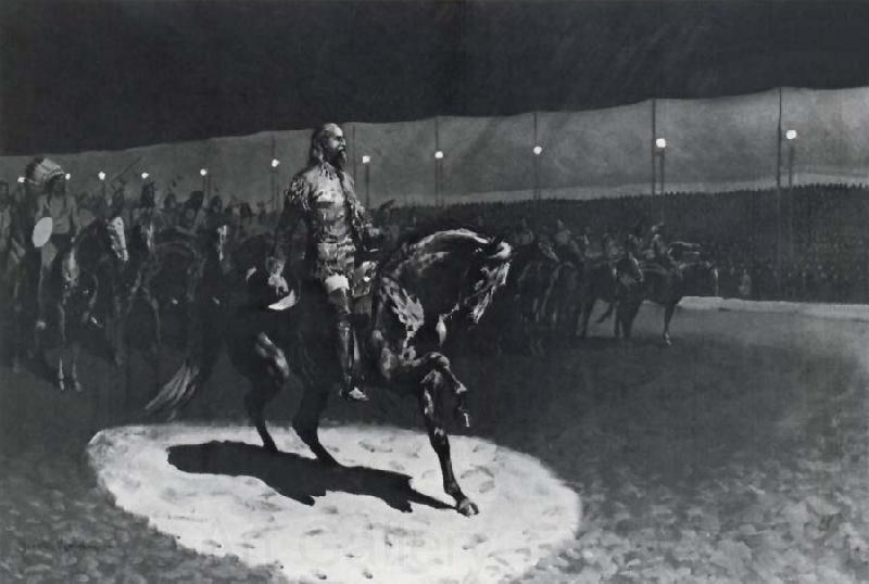 Frederick Remington Buffalo Bill in the Spotlight Norge oil painting art